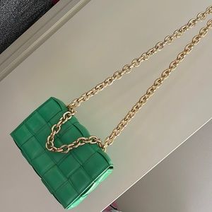 Green Quilt Gold Chain Purse